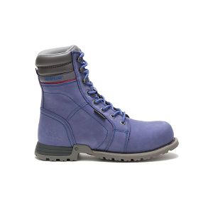 Blue / Purple Women's Caterpillar Echo Waterproof Steel Safety Boots | US-241089DKF