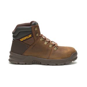 Brown Men's Caterpillar Charge Alloy Waterproof Boots | US-374269BOT