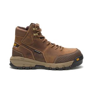 Brown Men's Caterpillar Device Waterproof Composite Safety Boots | US-062819GSC