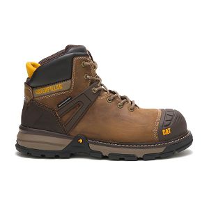 Brown Men's Caterpillar Excavator Superlite Carbon Composite Waterproof Boots | US-126879UYF