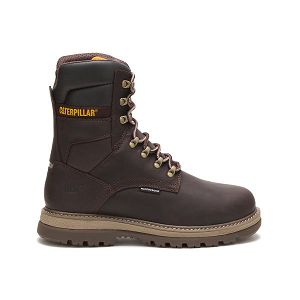 Brown Men's Caterpillar Fairbanks 8" TX Steel Waterproof Boots | US-512496WJG