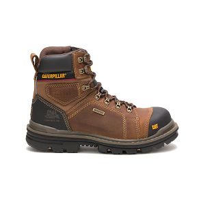 Brown Men's Caterpillar Hauler 6" Waterproof Composite Safety Boots | US-627519DLT