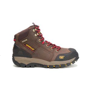 Brown Men's Caterpillar Navigator Mid Steel Waterproof Boots | US-027653TXW