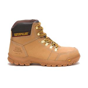 Brown Men's Caterpillar Outline Steel Safety Boots | US-534198SPG