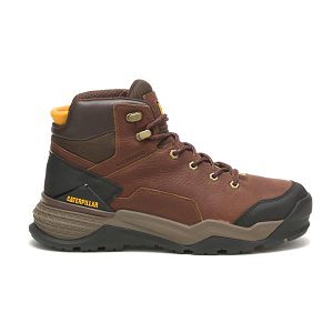 Brown Men's Caterpillar Provoke Mid Waterproof Soft Toe Boots | US-478150TLK