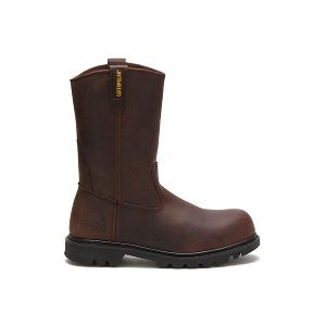 Brown Men's Caterpillar Revolver Steel Safety Boots | US-497563HCD