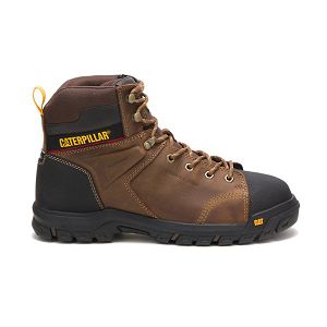 Brown Men's Caterpillar Wellspring Metatarsal Guard Steel Waterproof Boots | US-450287LKA