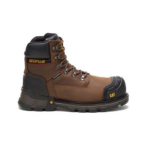 Dark Brown Men's Caterpillar Excavator XL 6" Waterproof Composite Safety Boots | US-753190FNO