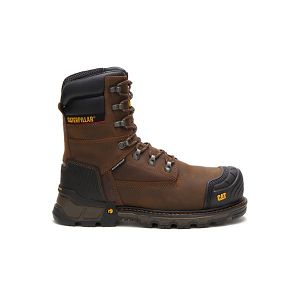 Dark Brown Men's Caterpillar Excavator XL 8" Thinsulate Composite Waterproof Boots | US-920537OGL