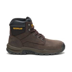 Dark Brown Men's Caterpillar Upholder Steel Waterproof Boots | US-078429RFT