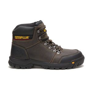 Grey / Brown Men's Caterpillar Outline Steel Safety Boots | US-593802NDY