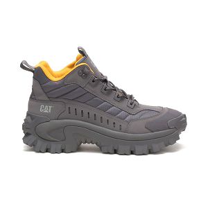 Grey / White Men's Caterpillar Intruder Mid Sneakers | US-149053XVQ