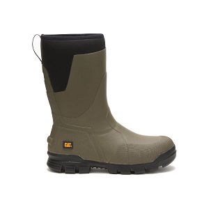 Olive / Green Men's Caterpillar Stormers 11" Waterproof Boots | US-065987FCJ