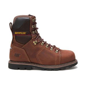 Red / Brown Men's Caterpillar Alaska 2.0 8" Thinsulate Steel Waterproof Boots | US-742685YQR