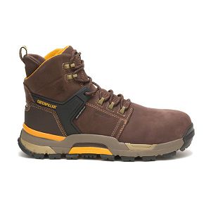 Red / Brown Men's Caterpillar CAT EDGE Nano Waterproof Boots | US-816375DEA