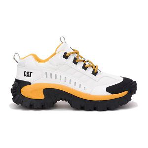 White / Yellow Men's Caterpillar Intruder Sneakers | US-645083RZM