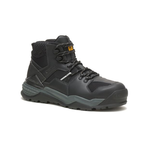 Black / Grey Men's Caterpillar Provoke Mid Waterproof Alloy Safety Boots | US-589014AMQ