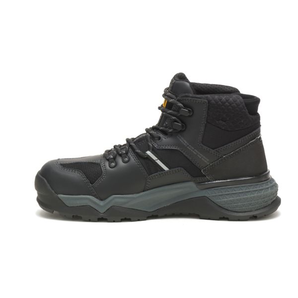 Black / Grey Men's Caterpillar Provoke Mid Waterproof Alloy Safety Boots | US-589014AMQ