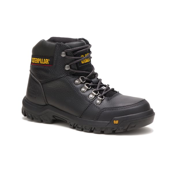 Black Men's Caterpillar Outline Steel Safety Boots | US-380942WCT