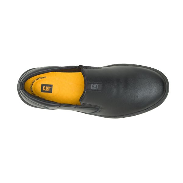 Black Men's Caterpillar ProRush SR Slip-On Waterproof Shoes | US-867543JZX