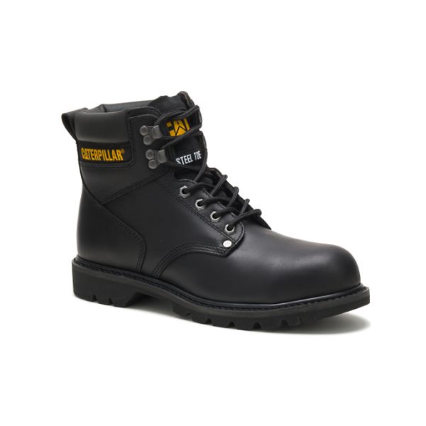 Black Men's Caterpillar Second Shift Steel Safety Boots | US-257630GOW