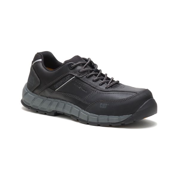 Black Men's Caterpillar Streamline Leather Composite Safety Shoes | US-065394YRT