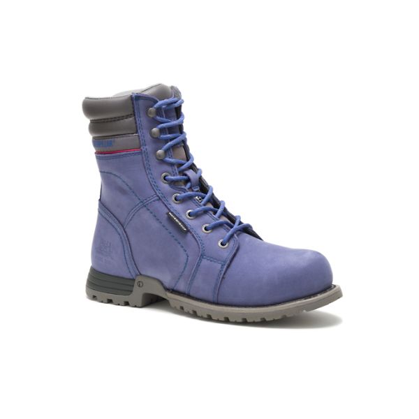 Blue / Purple Women's Caterpillar Echo Waterproof Steel Safety Boots | US-241089DKF