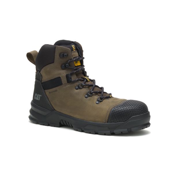 Brown / Black Men's Caterpillar Accomplice X Steel Waterproof Boots | US-674152XPJ