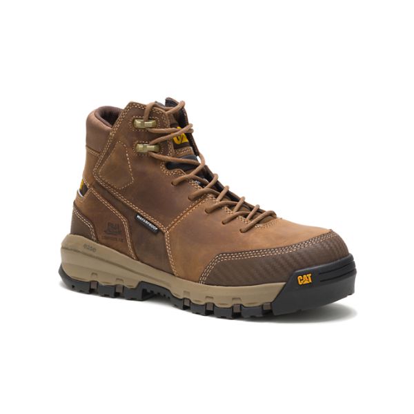 Brown Men's Caterpillar Device Composite Waterproof Boots | US-521980JMS