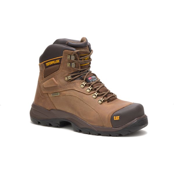 Brown Men's Caterpillar Diagnostic Hi Waterproof Thinsulate Steel Safety Boots | US-367952JKU