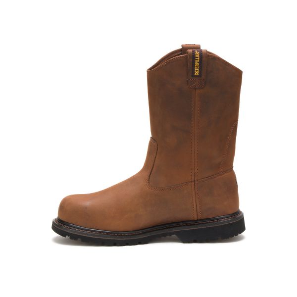 Brown Men's Caterpillar Edgework Steel Pull-Ons Boots | US-215308GRB