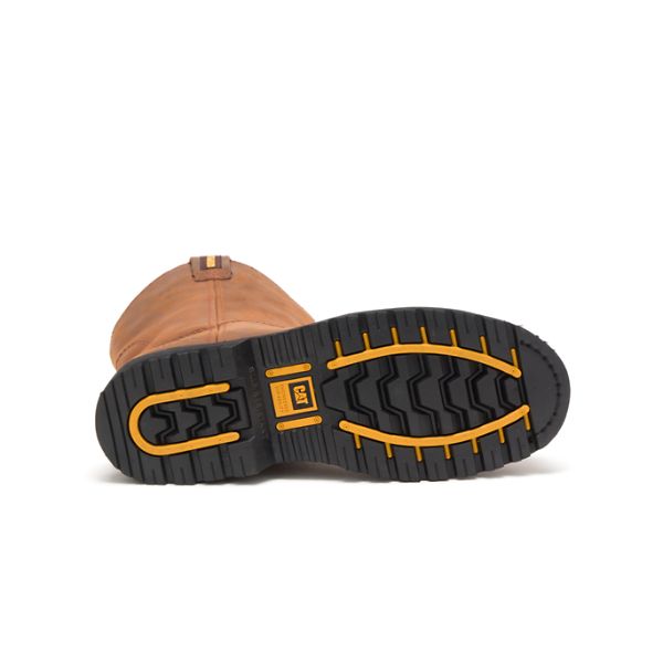 Brown Men's Caterpillar Edgework Steel Pull-Ons Boots | US-215308GRB