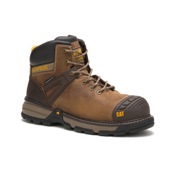 Brown Men's Caterpillar Excavator Superlite Carbon Composite Waterproof Boots | US-126879UYF