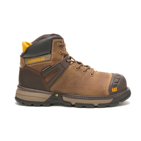 Brown Men\'s Caterpillar Excavator Superlite Soft Waterproof Boots | US-514789ZSN