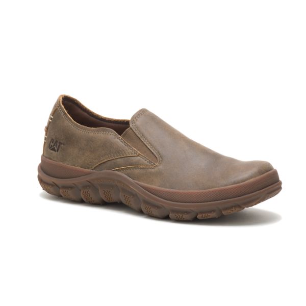 Brown Men's Caterpillar Fused Slip On Soft Toe Shoes | US-206358JPG