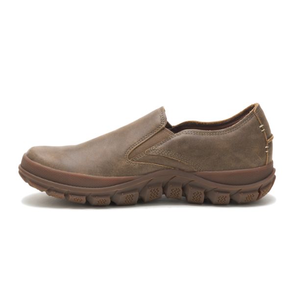 Brown Men's Caterpillar Fused Slip On Soft Toe Shoes | US-206358JPG