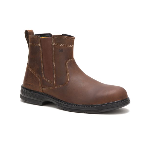 Brown Men's Caterpillar Inherit Pull On Steel Pull-Ons Boots | US-186453IRU