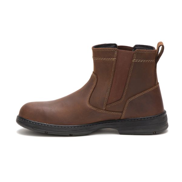 Brown Men's Caterpillar Inherit Pull On Steel Pull-Ons Boots | US-186453IRU