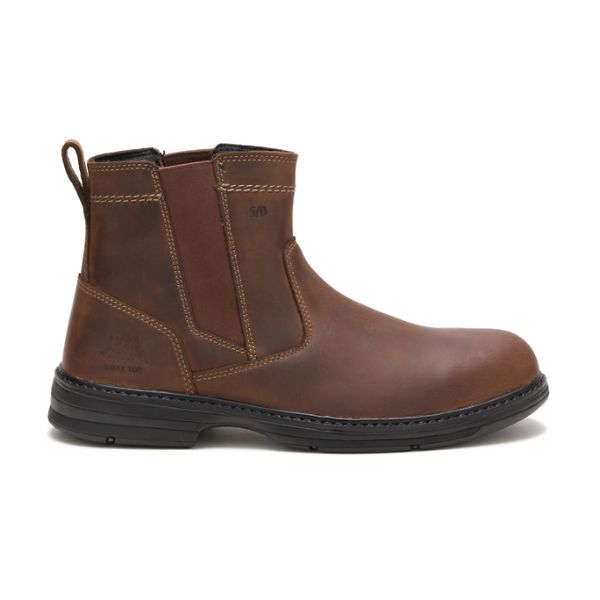 Brown Men\'s Caterpillar Inherit Pull On Steel Pull-Ons Boots | US-186453IRU