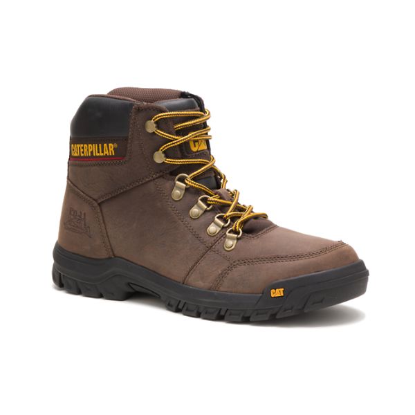 Brown Men's Caterpillar Outline Soft Toe Boots | US-014895RJV