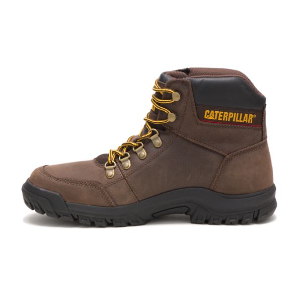 Brown Men's Caterpillar Outline Soft Toe Boots | US-014895RJV