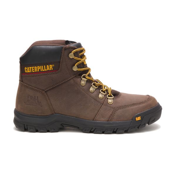 Brown Men\'s Caterpillar Outline Soft Toe Boots | US-014895RJV