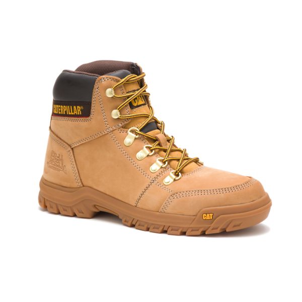 Brown Men's Caterpillar Outline Soft Toe Boots | US-347915IAZ