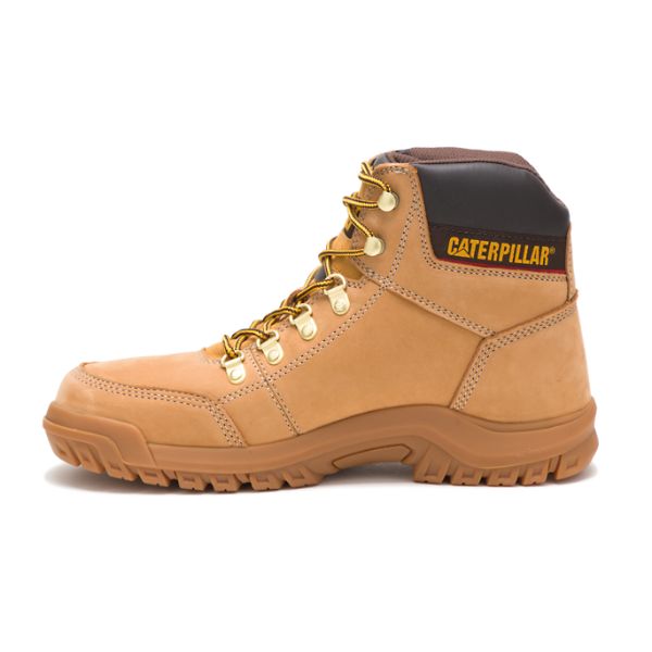 Brown Men's Caterpillar Outline Soft Toe Boots | US-347915IAZ