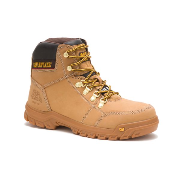 Brown Men's Caterpillar Outline Steel Safety Boots | US-534198SPG