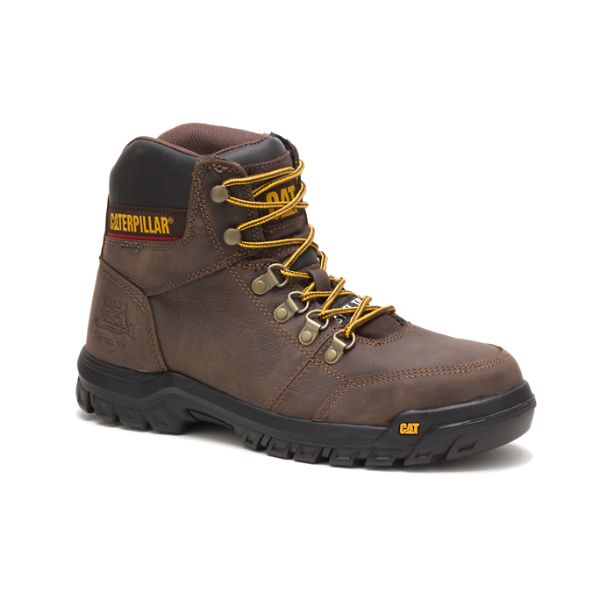 Brown Men's Caterpillar Outline Steel Safety Boots | US-687549JGZ