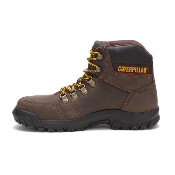 Brown Men's Caterpillar Outline Steel Safety Boots | US-687549JGZ