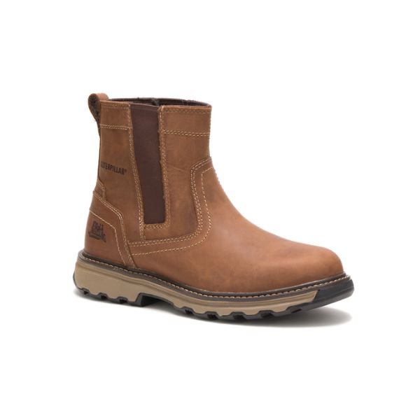 Brown Men's Caterpillar Pelton Pull-Ons Boots | US-397581GPO