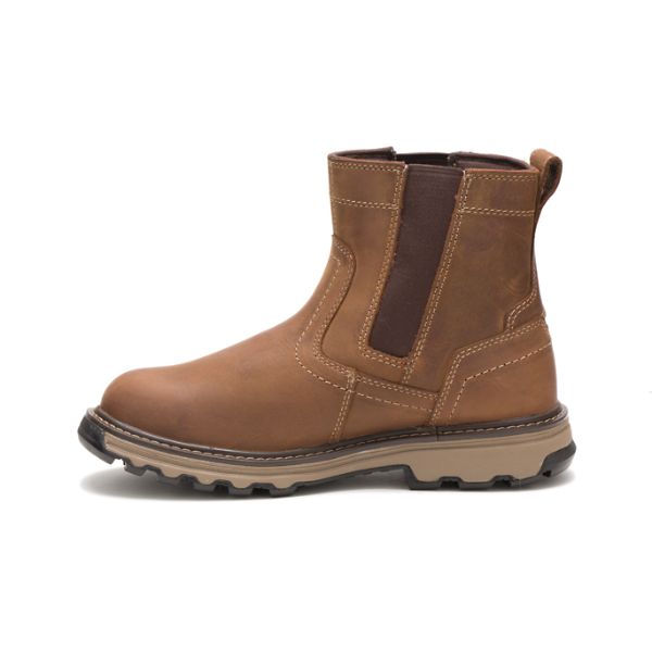 Brown Men's Caterpillar Pelton Steel Pull-Ons Boots | US-627153DWO