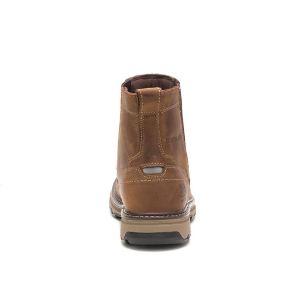 Brown Men's Caterpillar Pelton Steel Pull-Ons Boots | US-627153DWO